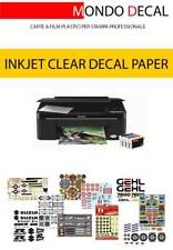WATERSLIDE DECAL PAPER (CLEAR BASE) FOR INKJET PRINT: 2 SHEETS A4
