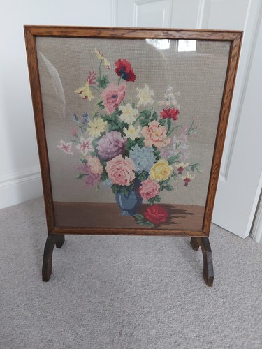 Vintage tapestry fire screen - fire,