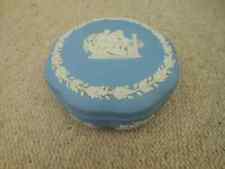 Wedgwood large light blue jasper ware lidded pot - 4.75 inches in diameter