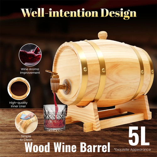 Wood wine barrel for - 5l,