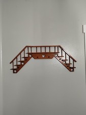 Vintage Wooden Stair Step Shelf Wood Tiered Display Shelf Heart Cut-Outs Pegs