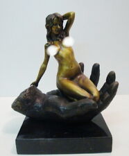Statue Pin-up Naked Art Deco Style Art Nouveau Style Bronze Signed Sculpture