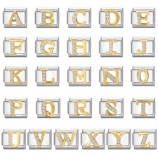 Zircon A-Z Initial Italian Charms Fits Nomination Italian Bracelet DIY Xmas Gift