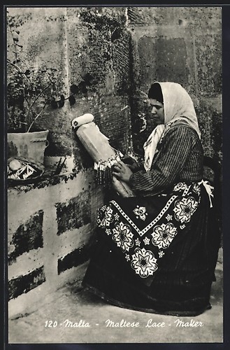 Maltese lace maker postcard - maker,,