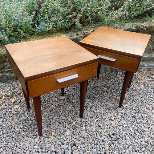 Vintage pair teak bedside - teak,