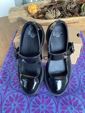 DR MARTENS MARY JANE MURIEL BLACK PATENT LEATHER SHOES - 4 UK