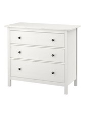 IKEA Hemnes White Chest of 3 Drawers, 108cm x 96cm x 50cm
