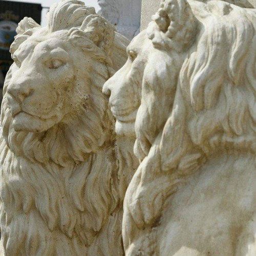 Pair giant stone cast - cast, lion