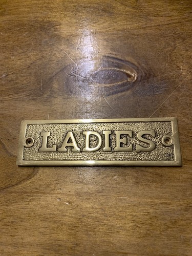 Ladies brass toilet - ladies, sign