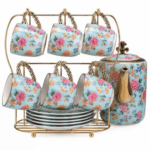 Luxury floral tea set gold - luxury,