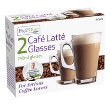 2 Latte Glasses Cappuccino Hot Chocolate Glass Tassimo Costa Coffee Cups Mugs