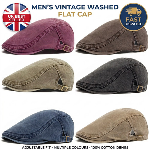 Men flat cap washed - men, newsboy