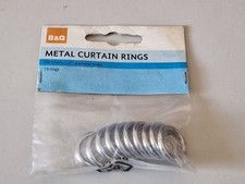 20x Packs of 10 B&Q Metal Chrome Effect Curtain Rings 11mm Diameter Pole NEW