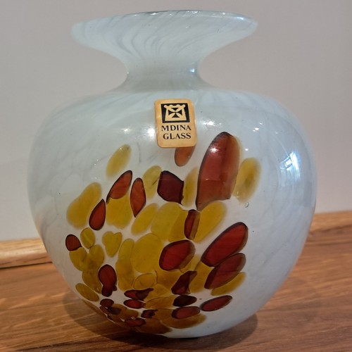Mdina glass vase cream - mdina,