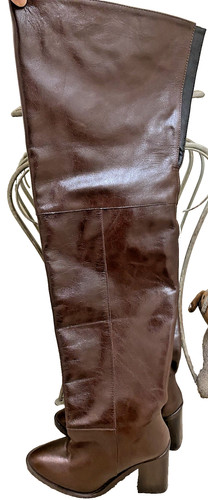 Brown leather thigh high - leather,