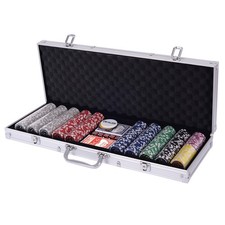 GAINOOM Silver Poker Chips Set in Aluminium Case Texas Hold’em Poker Set