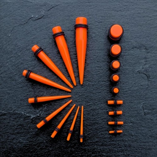 Orange ear stretching kit - orange,