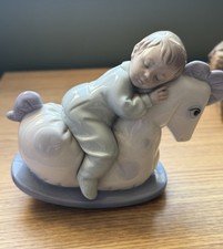 NAO BY LLADRO ROCK ME TO SLEEP BOY FIGURINE #1476 ROCKING HORSE - porcelain