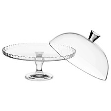 32cm Glass Cake Cupcake Muffin Display Stand Serving Plate with Cake Dome Lid