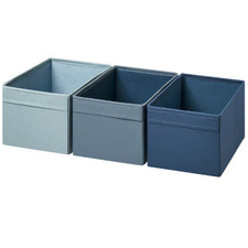 IKEA DRÖNA Set of 3 Blue Storage Boxes 18x25x15 cm – Fits BILLY Bookcase