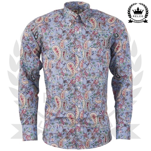 Relco mens paisley shirt sky - shirt,