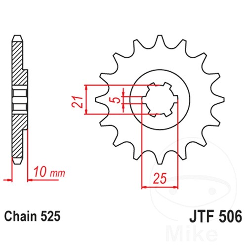 Front sprocket tooth 525 - tooth,