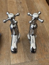 vintage 1950’s retro chrome bath taps with ceramic hot and cold caps