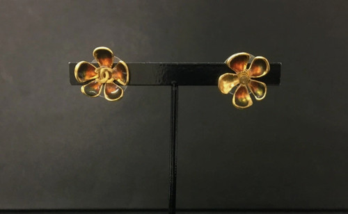 Chanel earrings flower motif - chanel,