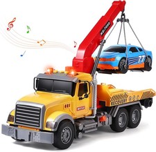 Tow Truck Toy Large Transporter Truck 1:16 Tow Toy W/ Racing Car Sound and Light