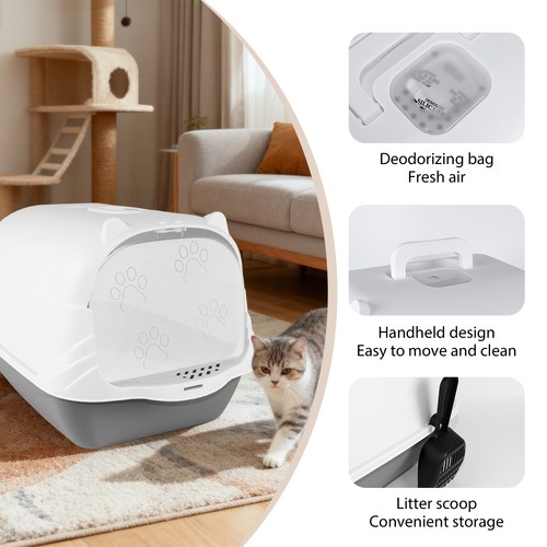 Hooded cat litter tray - cat, box