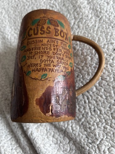 Vintage rustic wooden cuss box - vintage,