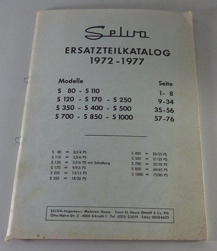 Selva parts catalog - selva,