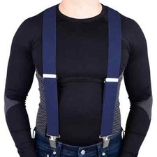 50mm blue Heavy Duty Work Trouser Braces Highly Elasticated Mens Suspender uk