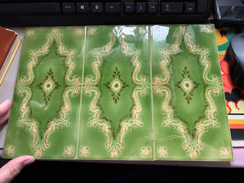 Vintage tiles green gold - 3, green/gold