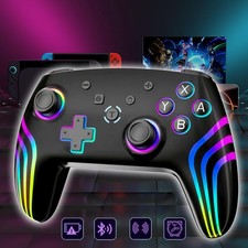 Wireless Controller for Switch/Xbox Gamepad w/ 7 Color Lights Ergonomic Joystick