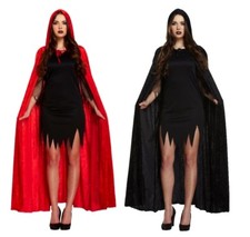 Adult LONG VELVET CLOAK Vampire Costume Dracula Halloween Fancy Dress Cape UK
