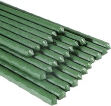 Green Garden Plant Stakes Metal Plastic Coated Climbing Support Cane Pole Sticks