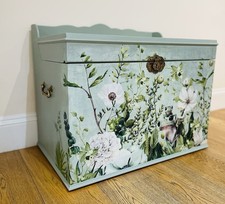 Storage Chest Upcycled Furniture Green Frog Foliage Vintage Storage Box Ottoman