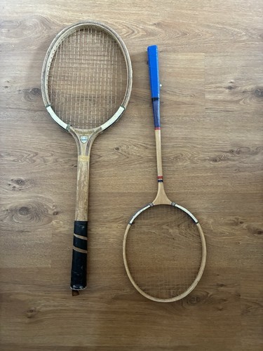 Pair vintage wooden tennis - pair,