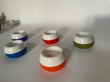 5 Atomic Space Age Vtg Egg Cups Plastic 70s 60s Retro MCM Stewart Weeble