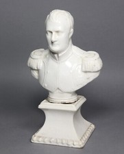 A Rare Antique 19th Century Cream Wear Glazed Pottery Bust Of Napoleon.