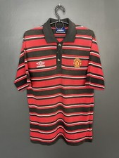 MNACHESTER UNITED 1990'S TRAINING FOOTBALL POLO SHIRT UMBRO VINTAGE JERSEY