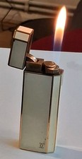 Vintage Must De Cartier Lighter Lacquer Double C Ivory Gold Fire 🔥 Spark