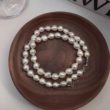Luster 10-12mm Genuine Natural South Sea Edison Baroque Pearl Necklace 18"