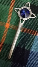 Celtic Knot Kilt Pin Blue Stone Silver Antique Finish 4" Scottish Pins & Brooch