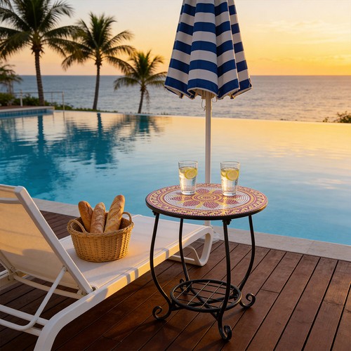 Iron round side coffee patio - round,