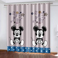 Little Mickey Mouse Curtains Bedroom Living Room Eyelet Ring Top Blackout Decor