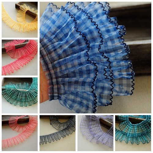 Check pleated mesh ribbon - pleated,