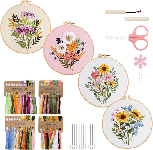 4pcs embroidery kits flower - kits,
