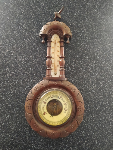 Antique wooden banjo barometer - antique,